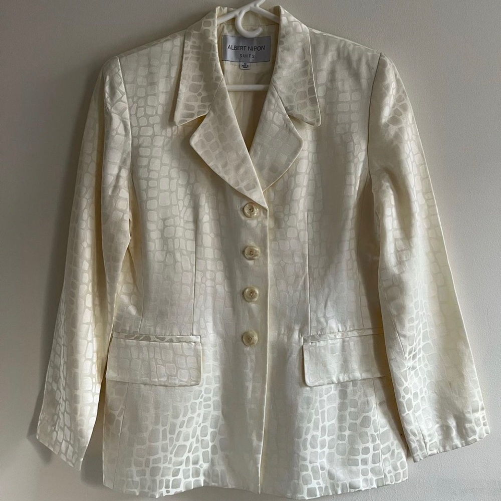 SET -Vintage Albert Nipon cream print suit- Size 10 - Circa 80’s - Like new-330$